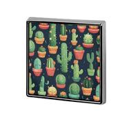 Spilla da bavero personalizzata con illustrazione senza cuciture di cactus carino per uomo e donna, spilla quadrata carina e divertente per spille in lega di alluminio facili e sicure, accessori per a