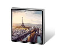 Spilla da bavero personalizzata con vista aerea del paesaggio urbano di Parigi per uomo e donna, spilla quadrata carina e divertente per spille in lega di alluminio facili e sicure, accessori per abit