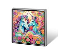 Spilla da bavero quadrata con unicorni, arcobaleno, bottoni, spilla, distintivo, accessori per cappelli e vestiti per uomo e donna