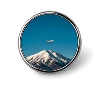 Spilla da bavero romantica con aereo al tramonto, spille rotonde in metallo, spilla alla moda per camicie, giacche, cappelli, Circular, Alluminio, Nessuna pietra preziosa