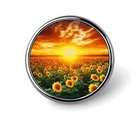Spilla da bavero rotonda, decorazioni, spilla a bottone portatile, spille alla moda con tramonto da sogno in un campo di girasoli per uomo e donna, bottoni rotondi, spilla personalizzata per cappel