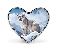 Spilla da bavero Snow Leopard Mountain Snow Leopard Mountain - Spille a forma di cuore per accessori da uomo e da donna, spille da bavero smaltate leggere da 1" per zaini, cappelli, borse, cordini