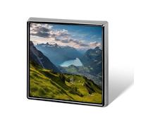 Spilla da bavero "Swiss Alps" per uomo e donna, spilla quadrata alla moda, graziosi distintivi smaltati, spilla in lega di alluminio per cappelli, camicie, borse, giacche e accessori