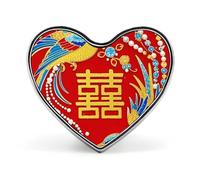 Spilla da bavero Two Magpies, spilla a forma di cuore in metallo da 1 pollice, leggera, con bordi lisci, versatile, spilla con distintivo d'amore per camicie, giacche, borse, regali per amici e fam