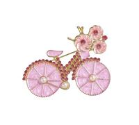Spilla da bicicletta viola smaltata - con fiori e perline | spilla da principessa carina da donna | accessorio alla moda romantico per vestito, borsa, cappello di paglia, compleanno