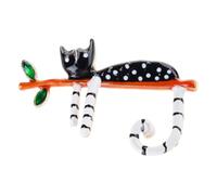 Spilla da borsa, con scritta "Lazy Sitting on the Tree", per maglioni, gioielli, con ramo di gatto "Lazy Sitting on the Tree", m, come descritto