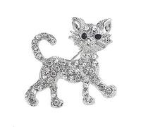 Spilla da bucato in argento placcato Spilla con strass lucido per donna Gioielli per la fidanzata Il suo regalo di compleanno di Natale di San Valentino a forma di gatto placcato i Bel processo