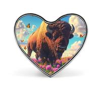 Spilla da campo a forma di bisonte, per donne e uomini, con grazioso distintivo a forma di cuore, per feste e matrimoni