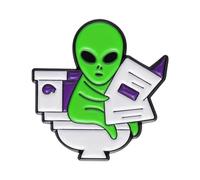 Spilla da collezione per lettore di giornali alieni alieni in lega per gli appassionati extraterrestri decorazione zaino