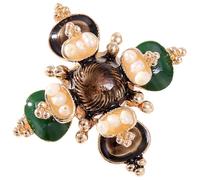 Spilla da Collo Donna Croce Barocca in Lega con Pietra Verde | Stile Retro Classico, per Giacca e Cappotto, Leggera e Lucida