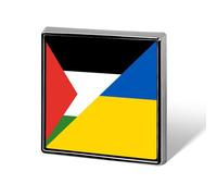 Spilla da cravatta quadrata con bandiera della Palestina e dell'Ucraina, spilla divertente, spilla, bottone, distintivo, cappello, abbigliamento, accessori per uomo e donna