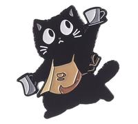Spilla da cuoco robusta in lega, alla moda, perfetta per amici che amano i gatti, adorabile gattino che tiene il caffè