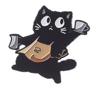 Spilla da cuoco robusta in lega per corpetto alla moda, perfetta per amici che amano i gatti, adorabile gattino che tiene il caffè
