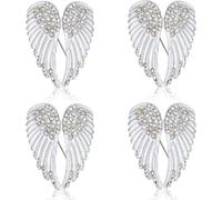 Spilla da donna, 4 pezzi, spilla a forma di ala di angelo custode, con strass, set di spille per cardigan e colletto