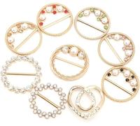 Spilla da donna, 9 pezzi, in metallo, per magliette, sciarpe, cravatte, fibbie, con perle e strass