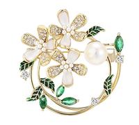 Spilla da donna a forma di corona di gardenia, elegante spilla per cappotto da donna, donna, 3.6x3.5cm, Metallo