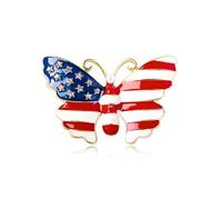Spilla da donna a forma di farfalla con bandiera degli Stati Uniti, gioiello patriottico dorato con strass e stella smaltata, per il 4 luglio e il Memorial Day