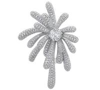 Spilla da donna a forma di fuochi d'artificio con strass, raffinata spilla a forma di fiore in argento dorato con cristalli trasparenti, accessorio per abiti, collari, abiti, gioielli ideali per