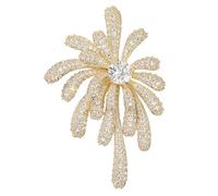 Spilla da donna a forma di fuochi d'artificio con strass, raffinata spilla a forma di fiore in argento dorato con cristalli trasparenti, accessorio per abiti, collari, abiti, gioielli ideali per