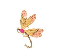 Spilla da donna a forma di libellula, smaltata, gioiello di personalità per ragazze, accessori per vestiti, oro, 5,9 x 4 cm, bella e pratica