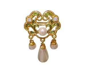 Spilla da donna a forma di nuvola cinese di buon auspicio con perle finte, elegante spilla per feste, eventi, vacanze