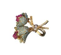 Spilla da donna a forma di peonia a forma di fiore con strass scintillanti, accessorio per abbigliamento per abiti alla moda, strass scintillanti smaltati, gioielli cinesi per le donne, One Size, come
