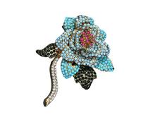 Spilla da donna a forma di peonia a forma di fiore con strass scintillanti, accessorio per abbigliamento per abiti alla moda, strass scintillanti smaltati, gioielli cinesi per le donne, One Size, come