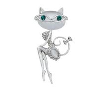 Spilla da donna carina con strass e pietra blu occhio di gatto nobile ed elegante spilla per animali alla moda Accessorio per abbigliamento