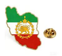 Spilla da donna con bandiera dell'Iran con bandiera dorata, leone e sole, spilla in argento per commemorare la dinastia Pahlavi, Medio, Rame, Non pietra preziosa