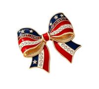 Spilla da donna con fiocco e bandiera in lega, gioiello patriottico per giacche, sciarpe e cappelli, spilla con fiocco