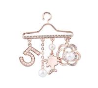 Spilla da donna con logo, imitazione perla strass cristallo n. 5, M, gemma zinco perla, Medio, Perla, strass, strass, lega di zinco