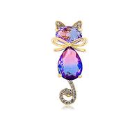 Spilla da donna con strass e animali, placcata in oro, con cristalli austriaci placcati in oro, con colori sfumati, per gattini, spille da bavero alla moda, compleanno, Natale, regalo per figlia