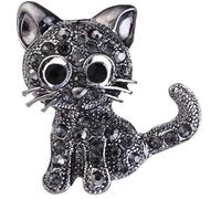 Spilla da donna in cristallo scintillante stile adorabile Ragazza Cartoon Cat Sciarpa Pin Breastpin di gioielli da sposa