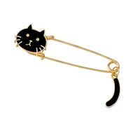 Spilla da donna in lega di metallo dorata a forma di gatto, grande spilla da balia nera, 7cm, Plastica, come descrizione