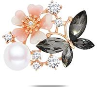 Spilla da donna, spilla da bavero for cappello, 1 pezzo, a forma di fiore, a forma di farfalla, con strass di cristallo, bellissimo regalo, spilla for gioielli.(Gray)