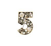 spilla da donna Spilla numero 5 con diamanti spilla a 5 caratteri spilla per accessorio cappotto bianco e nero