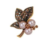 Spilla Da Donne Elegante Spilla vintage antica con foglia d'oro, piante creative, design con foglie, spilla con perle e strass di lusso, accessori for donne(B leaf)
