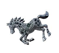 Spilla da equitazione smaltata in lega di zinco con set di zinco, strass versatili, gioielli alla moda, accessori per abbigliamento, gioielli eleganti per cavalli, Taglia unica, come descritto