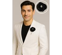 Spilla Da Giacca Uomo Rosa Foglia Nera Verde 6CM Festa Prom Fancy Corsage