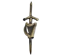 Spilla da kilt scozzese a forma di testa di cervo, cardo, da uomo, in acciaio massiccio con ottone da 10,2 cm, spille da balia e spille tradizionali delle Highlands, ago a spirale con nodo celtico,
