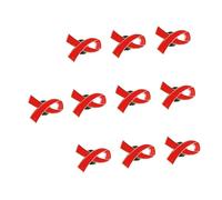 Spilla da Petto Rossa 10 Pezzi in Ferro, Distintivo per Donne | Nastro Rosso, Stile Creativo e Unico, Adatto a Feste e Natale, Confezione da 10 Pezzi