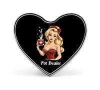 Spilla da spacciatore di marijuana per donne e uomini, spilla da bavero con distintivo a forma di cuore, per feste e matrimoni