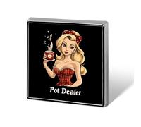 Spilla da spacciatore di marijuana, spilla quadrata con distintivo, spilla da bavero per regali da donna e uomo