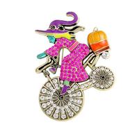 Spilla da strega a tema Halloween, spilla in lega, accessorio leggero per donne, spilla da strega di Halloween, Einheitsgröße, come descritto