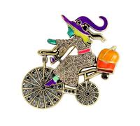 Spilla da strega a tema Halloween, spilla in lega, accessorio leggero per donne, spilla da strega di Halloween, Einheitsgröße, come descritto