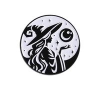 Spilla da strega gotica gioielli Halloween con spilla smaltata con lune gatti neri per la collezione accessori punk Distintivo da bavero Halloween