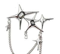Spilla da uomo 3 pezzi Spilla a stella a quattro punte Catena in metallo Cinque Stelle Pin Temperamento Semplice Squisito Distintivo Cappotto Accessori