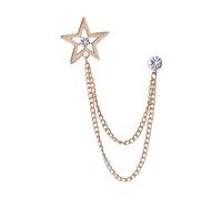 Spilla da uomo a forma di stella, spilla da bavero, resistente, con nappa, accessorio dorato, Reference Description, Plastica, come descrizione