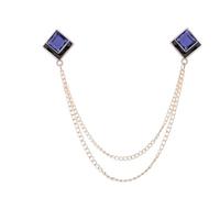 Spilla da uomo con catena, 1 pezzo, con cristalli geometrici, nappa, colletto della camicia, spille for feste di matrimonio, accessori(Gold Deep Blue)