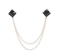 Spilla da uomo con catena, 1 pezzo, con cristalli geometrici, nappa, colletto della camicia, spille for feste di matrimonio, accessori(Gold Black)